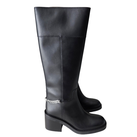 Michael Kors Carlisle Black Leather Pullon  Knee-High Boots - Picture 4 of 11